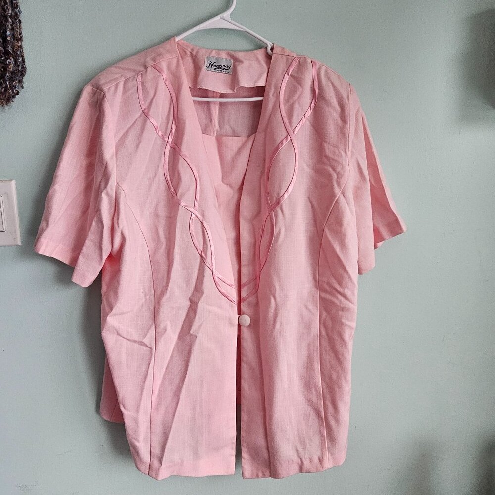 Made in USA Harmony Design Pink BarbieCore Corporate Top Plus Size 42 in Waist